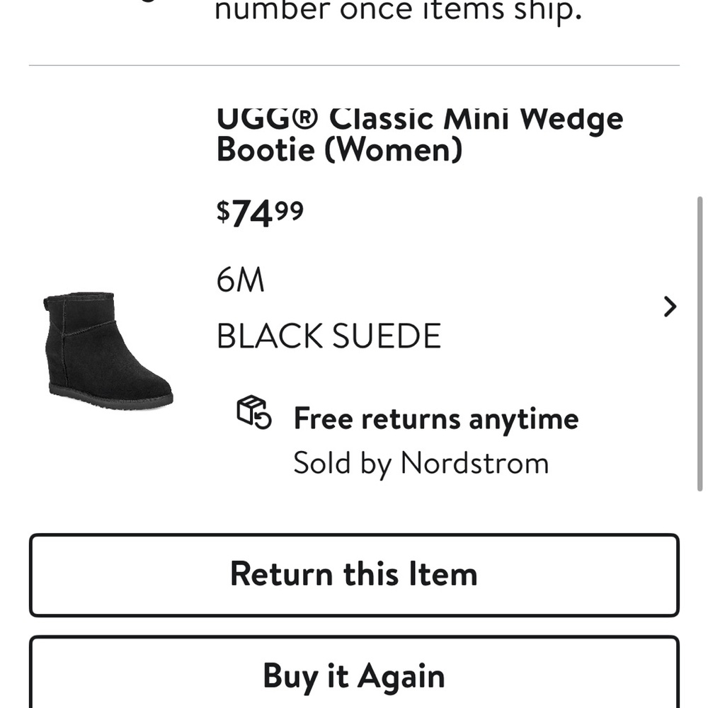 UGG Black Suede Classic Mini Wedge Bootie